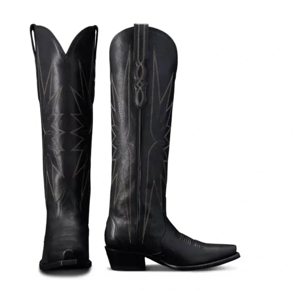 Black Western-Style Women's Boots - Picture 2 of 5